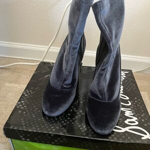 Sam Edelman Women's Velvet Heeled Boots - Dark Gray